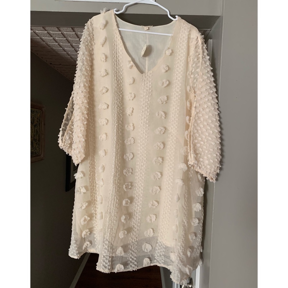 Oddy Boutique Cream Pom Dress Size XXL
